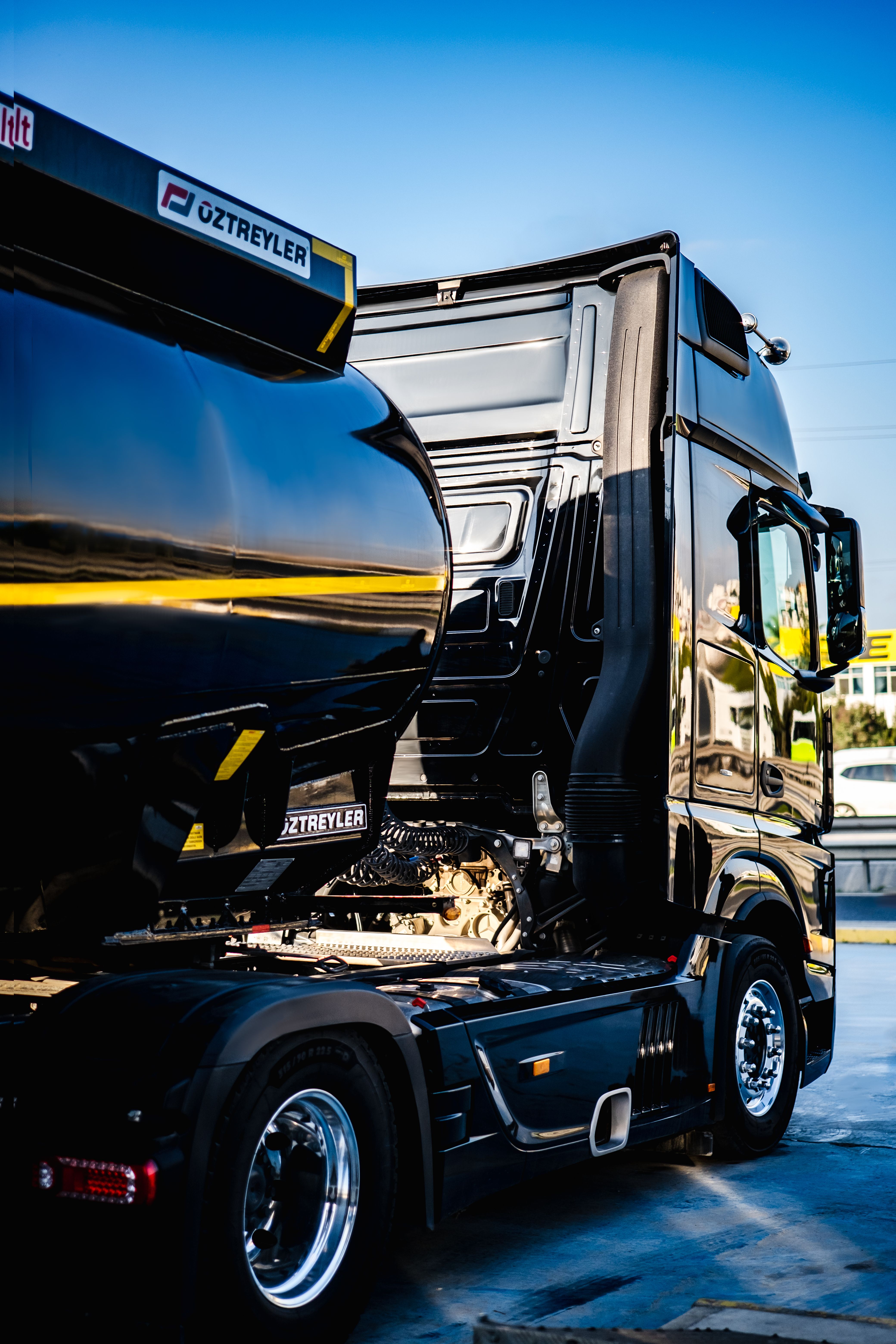 Professional black semi truck